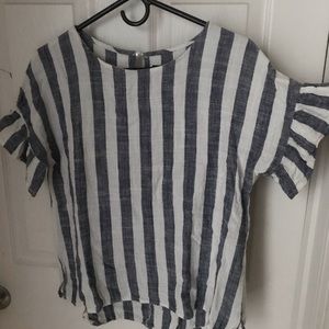 Vertical stripe Top, Striped linen shirt, boho top